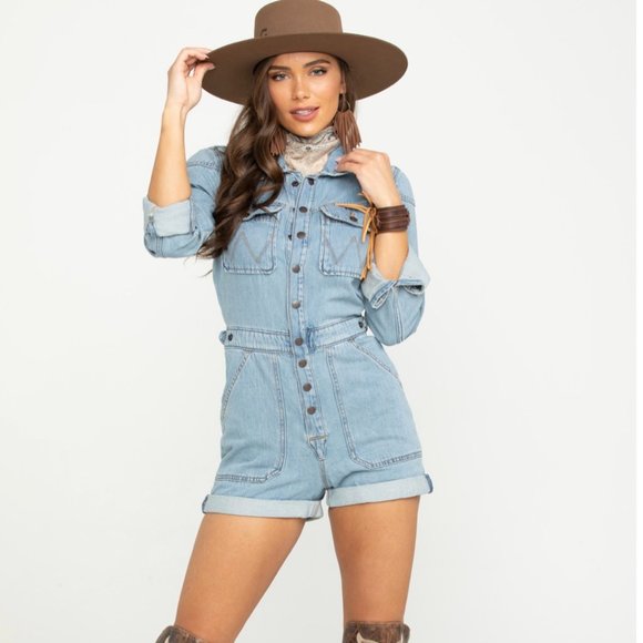 denim playsuit long sleeve